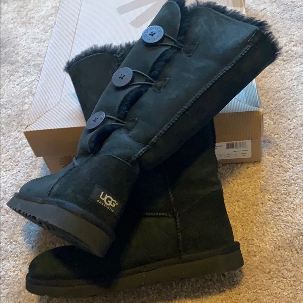 Black Ugg Tall Button Boots - Picture 3 of 3